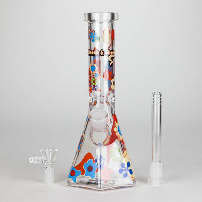 Cheech & Chong® Glass | 10" Tall Clear Power To The Flower Hex Beaker Base Water Pipe