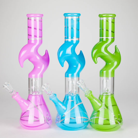 12" Zic-Zac Glass Water Pipe with Dome Percolator | Assorted Colors