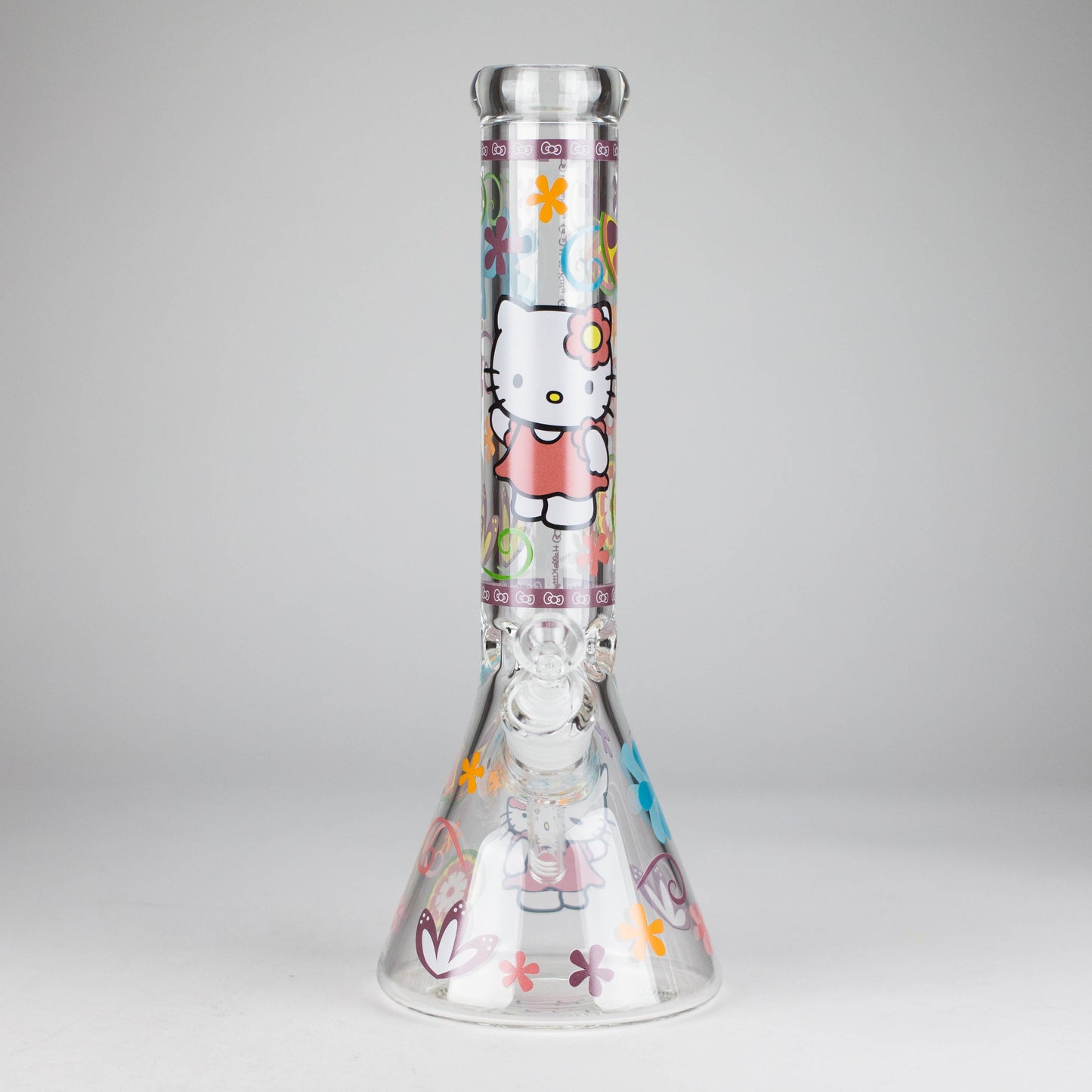 14" 7mm Glass Beaker Bong with Kitty Design and Ice Catcher