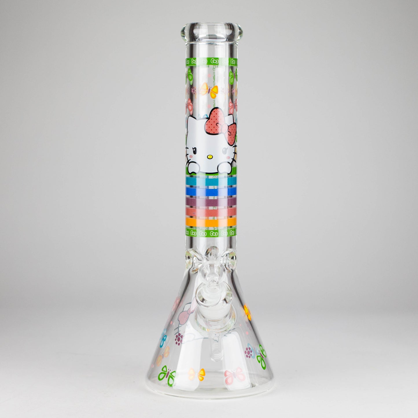 14" 7mm Glass Beaker Bong with Kitty Design and Ice Catcher
