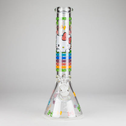 14" 7mm Glass Beaker Bong with Kitty Design and Ice Catcher