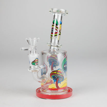 7" Magic Mushroom Glass Bong with Perc – Glow-in-the-Dark