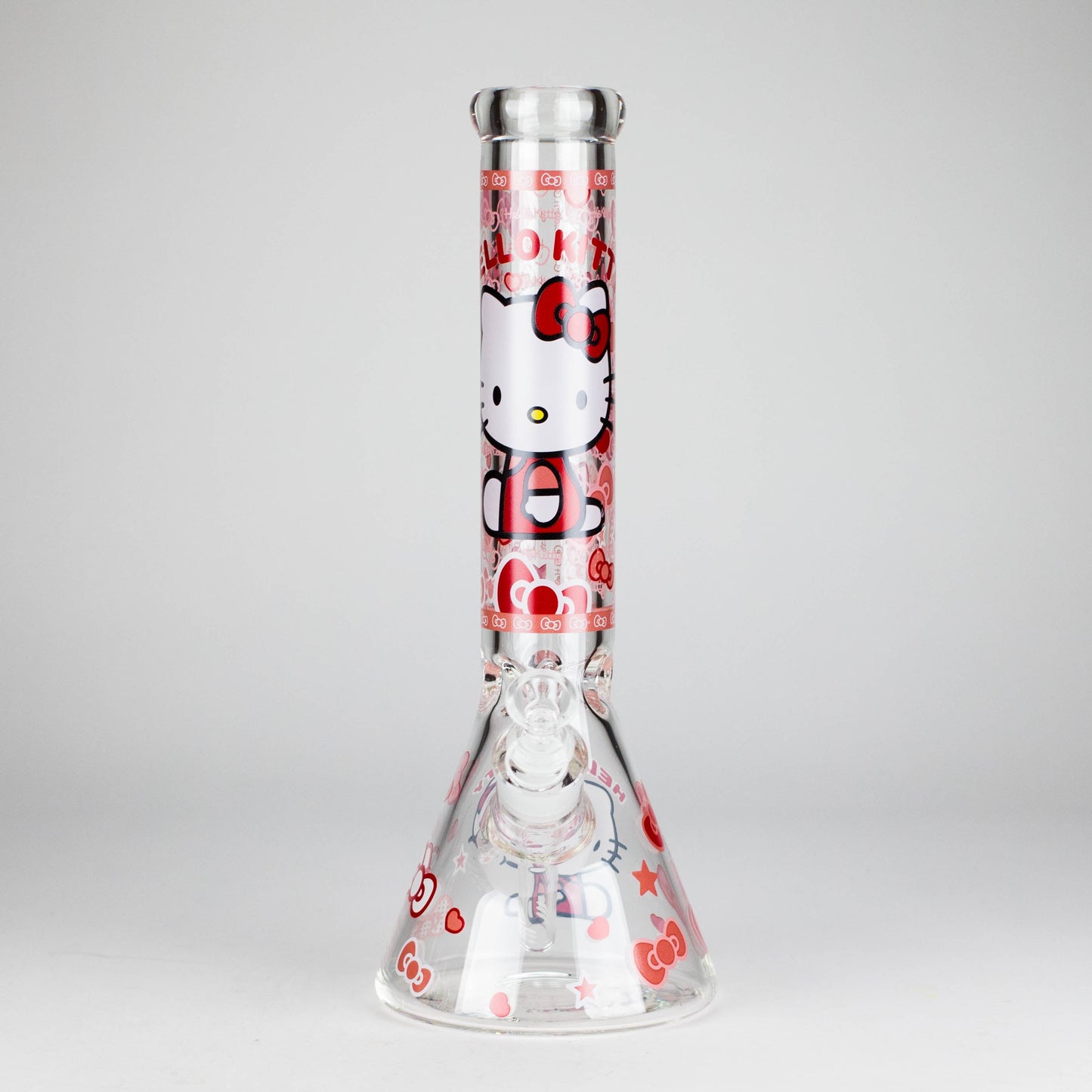 14" 7mm Glass Beaker Bong with Kitty Design and Ice Catcher