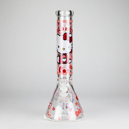 14" 7mm Glass Beaker Bong with Kitty Design and Ice Catcher