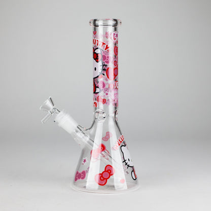 10" 5mm Glass Beaker Bong With Kitty Design