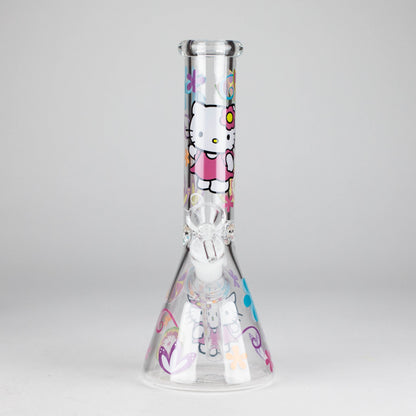 10" 5mm Glass Beaker Bong With Kitty Design