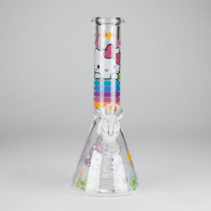 10" 5mm Glass Beaker Bong With Kitty Design