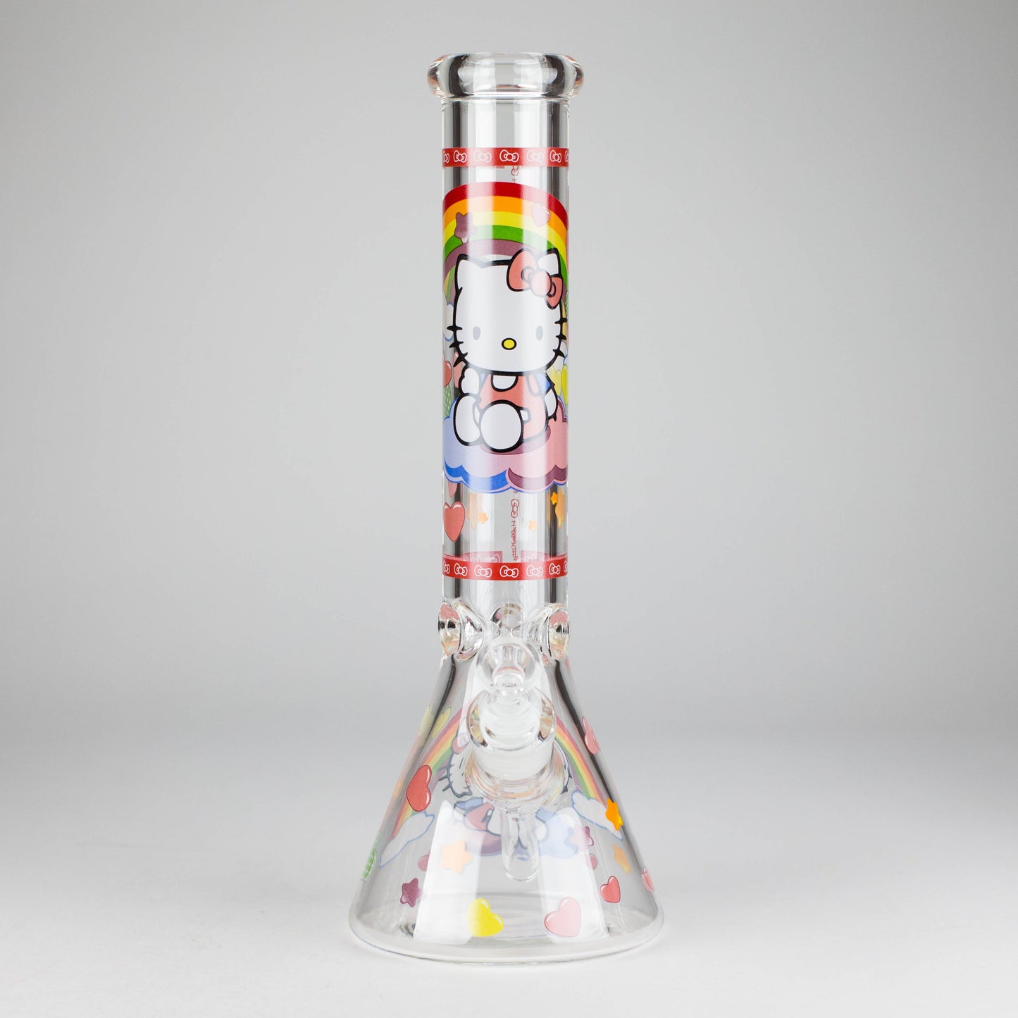 14" 7mm Glass Beaker Bong with Kitty Design and Ice Catcher
