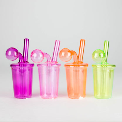 5" Coffee Cup Oil Bong – Neon Galactic Glow Design [PIP668]