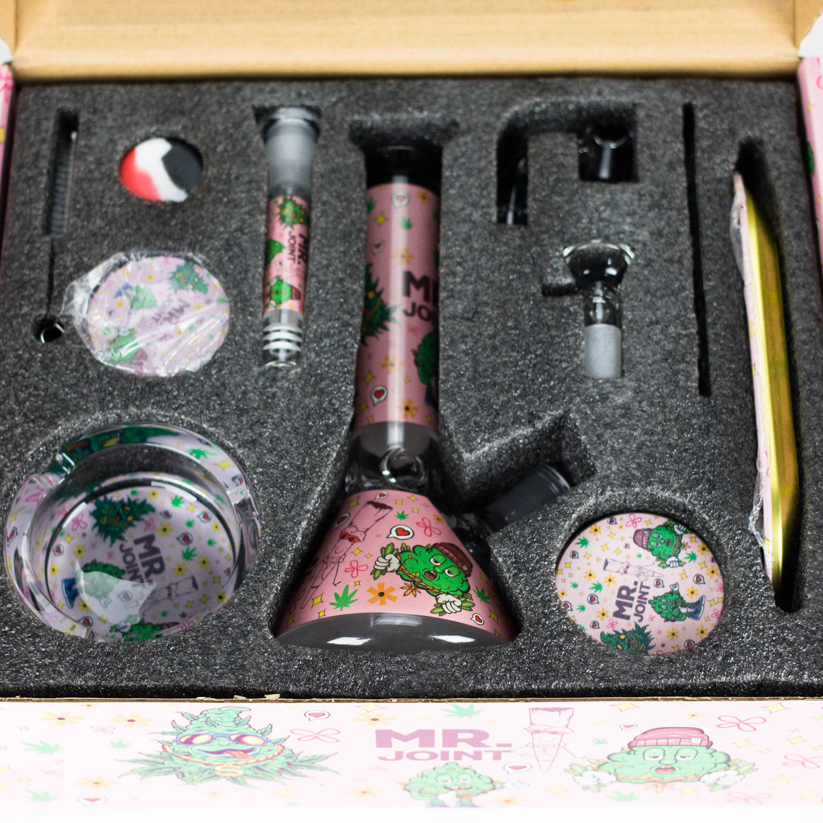 10-in-1 Smoke Set Complete Smoking Kit with 8" Glass Bong-MJ/420
