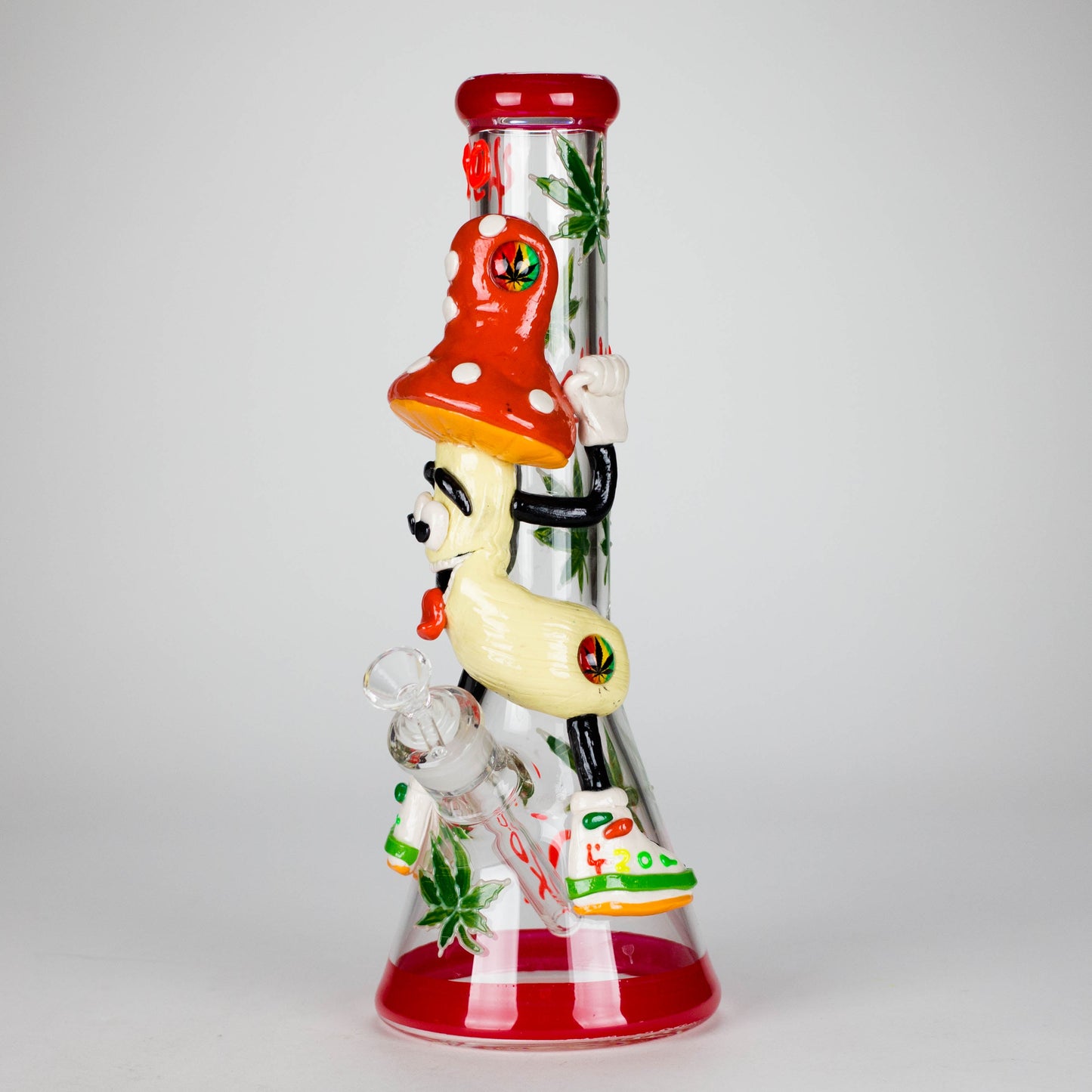 13" Shroomed Out Glow in the dark Glass Bong