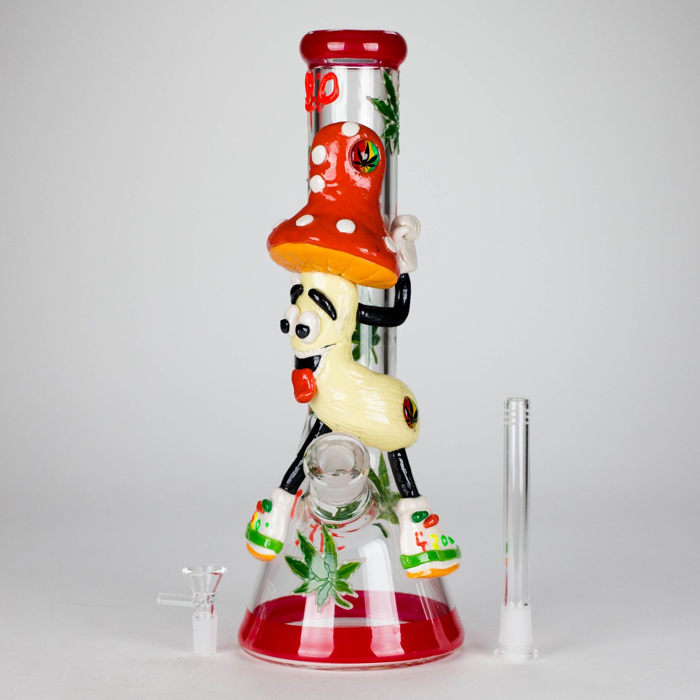 13" Shroomed Out Glow in the dark Glass Bong