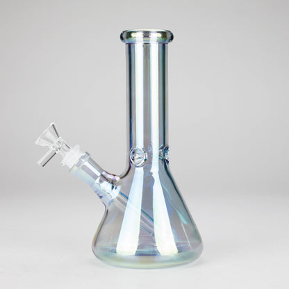 8" Electroplate Glass Beaker Bong – 5mm Thick | Ice Catcher | 3-Piece Set