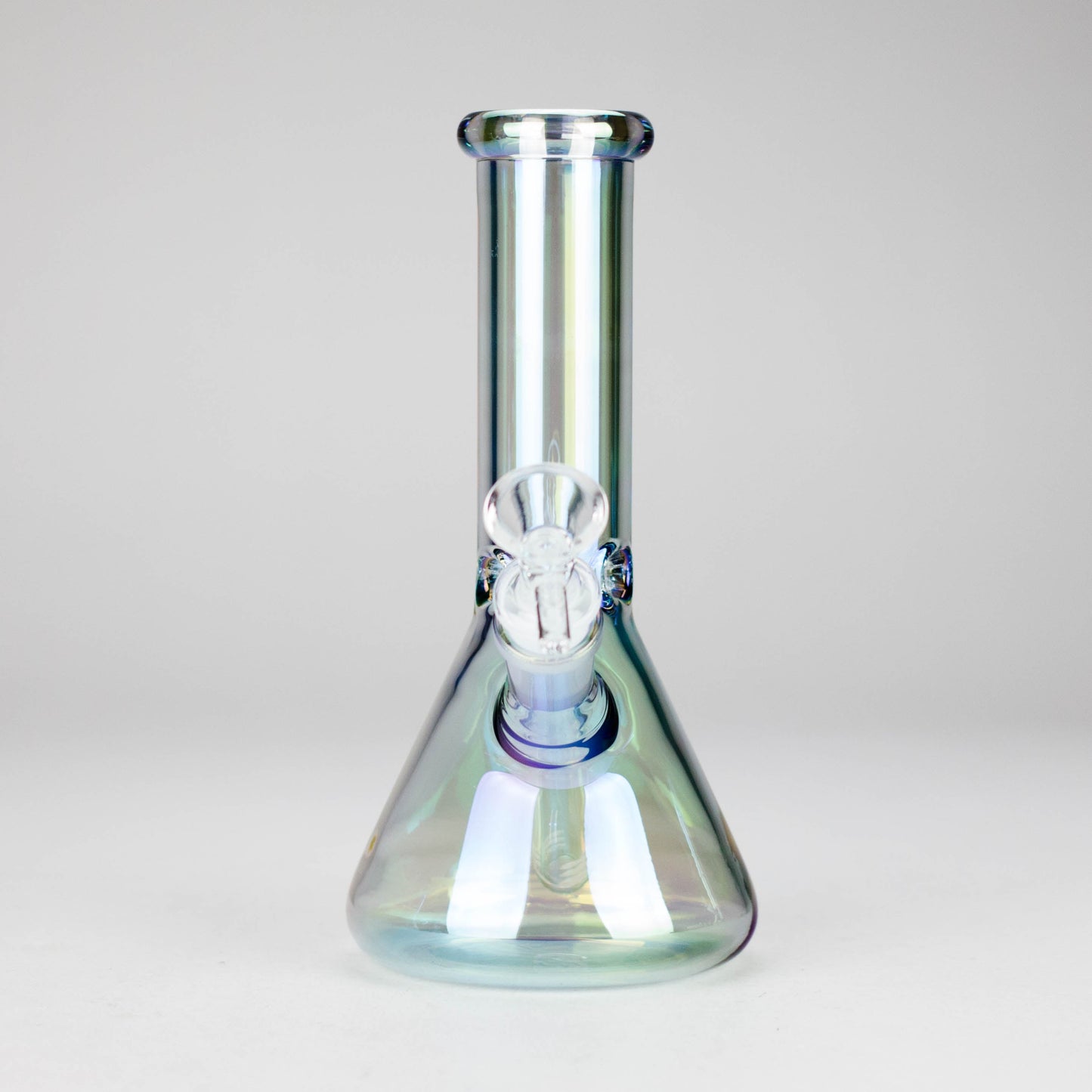 8" Electroplate Glass Beaker Bong – 5mm Thick | Ice Catcher | 3-Piece Set