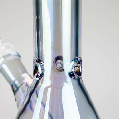 8" Electroplate Glass Beaker Bong – 5mm Thick | Ice Catcher | 3-Piece Set