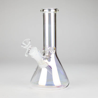 8" Electroplate Glass Beaker Bong – 5mm Thick | Ice Catcher | 3-Piece Set