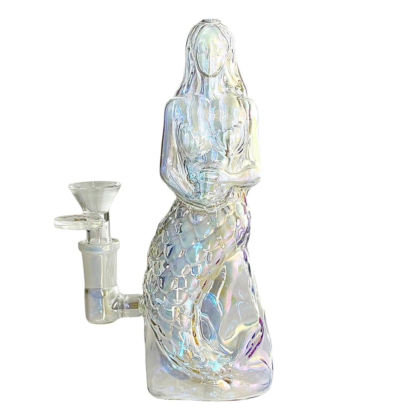7" Mermaid Design Electroplate Glass Bong – Compact & Stemless