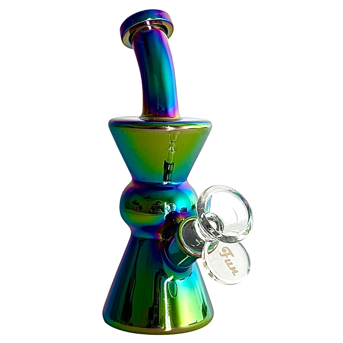 6" Hourglass Electroplate Glass Bong – Compact & Stemless