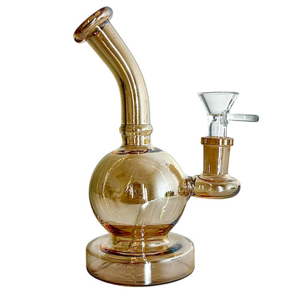 Fortune | 6-3/4" Ball Shape Electroplate Glass Bong – Compact & Stemless