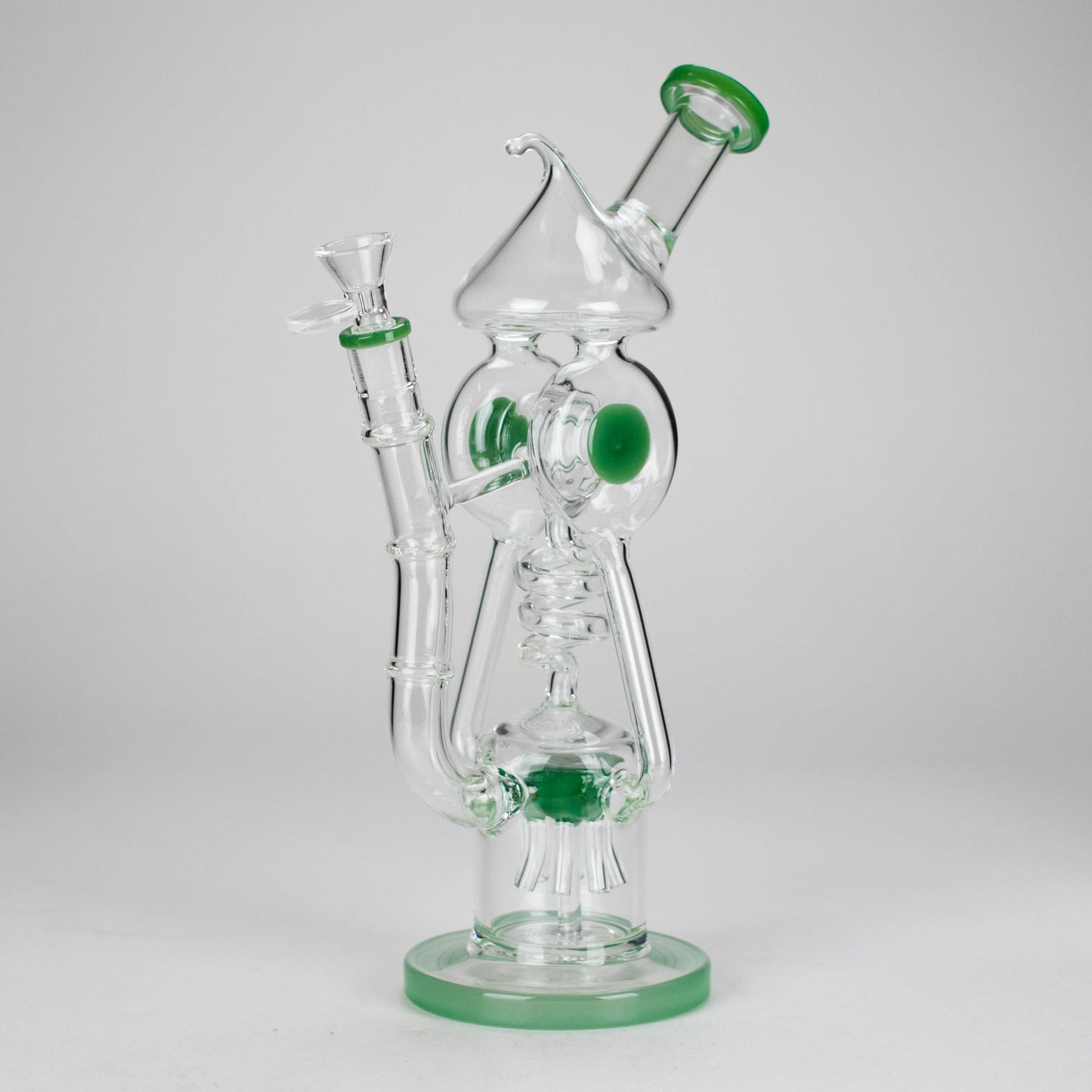 12″ Recycler Glass Bong – 5MM Thick Borosilicate with Coil Tube Design [C1575]
