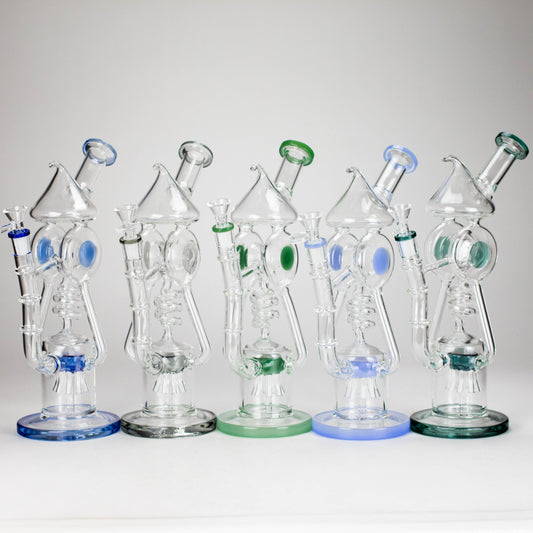 12″ Recycler Glass Bong – 5MM Thick Borosilicate with Coil Tube Design [C1575]