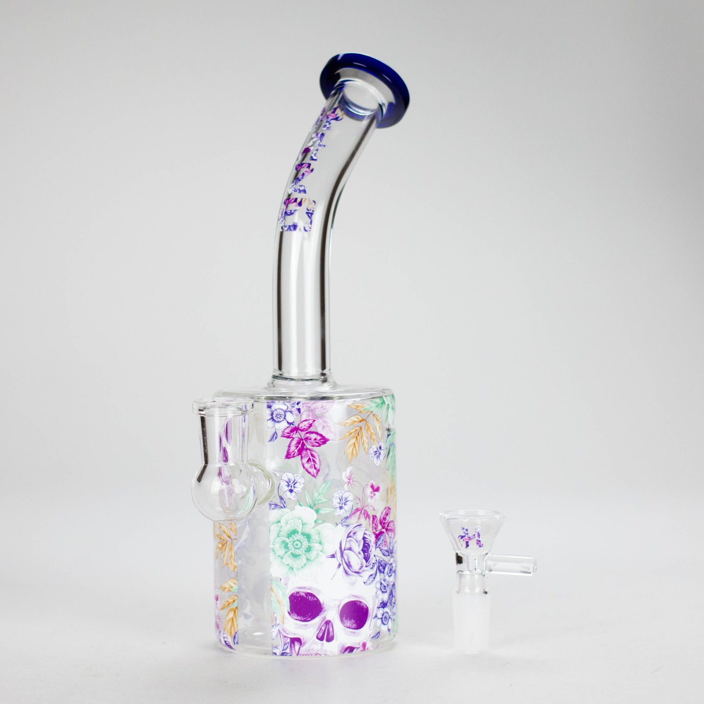 Haze | 9″ Skull Flower Glass Rig – Blue (Mini-M)
