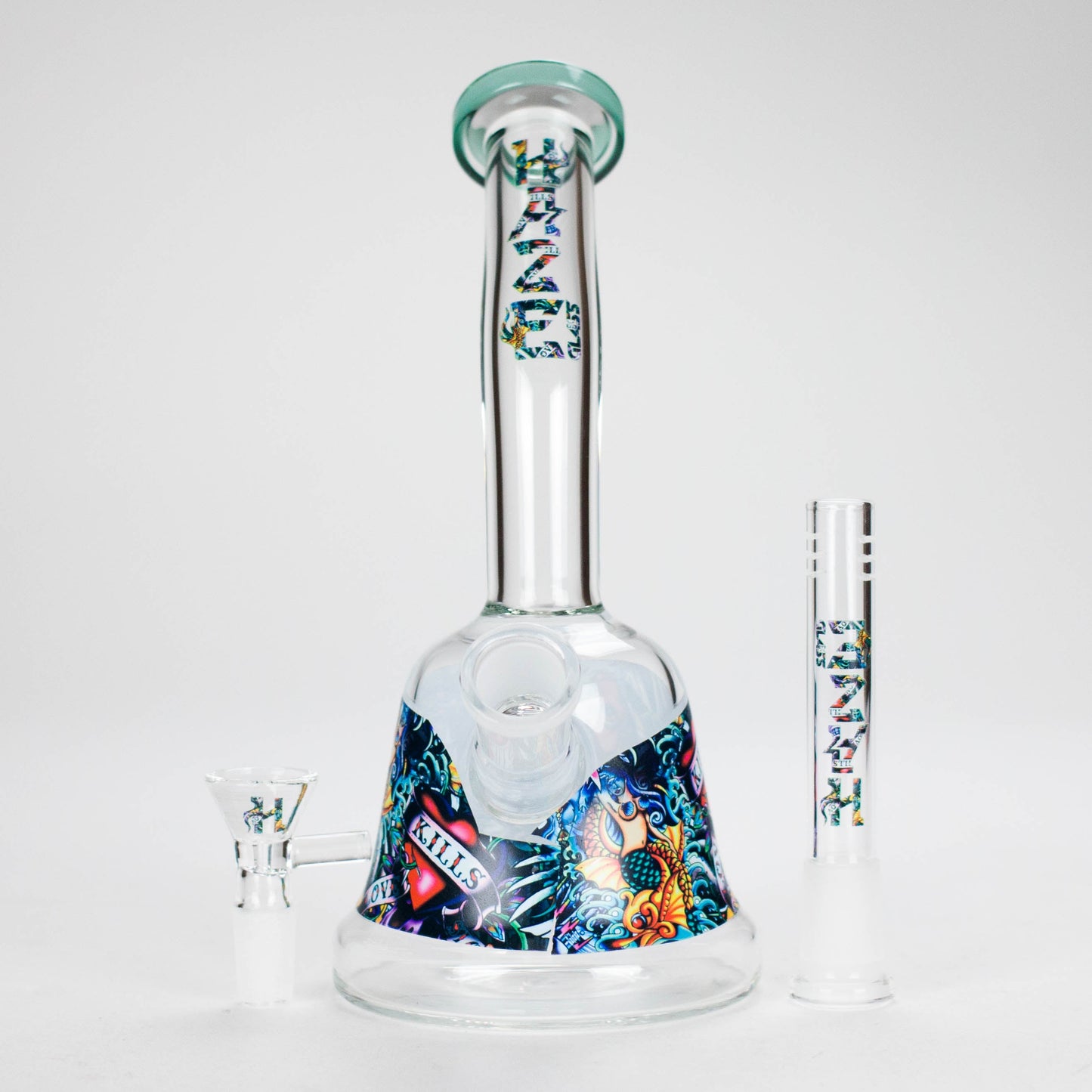 Haze | 8″ Kills Glass Bong – Teal (Mini-N)