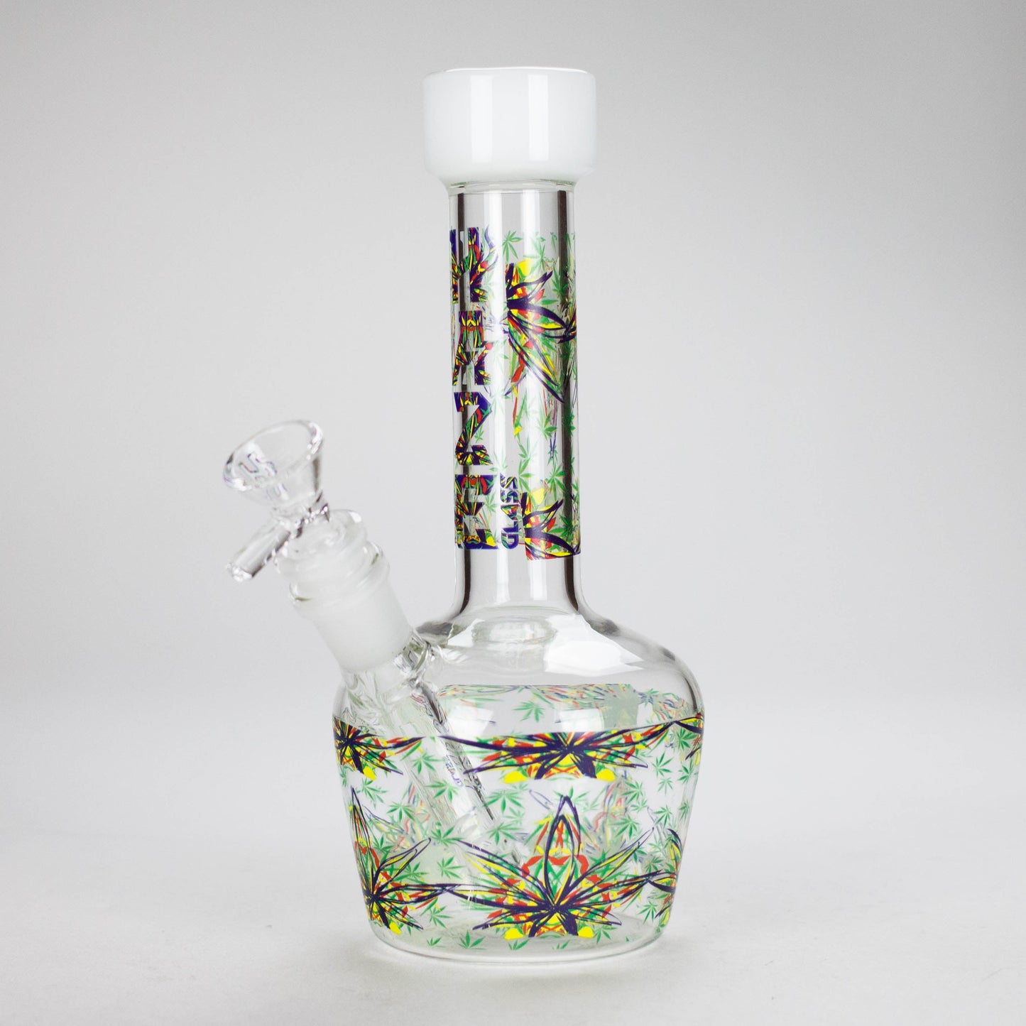 Haze | 9″ Leaves Dome Beaker Glass Bong – White (Mini-O)