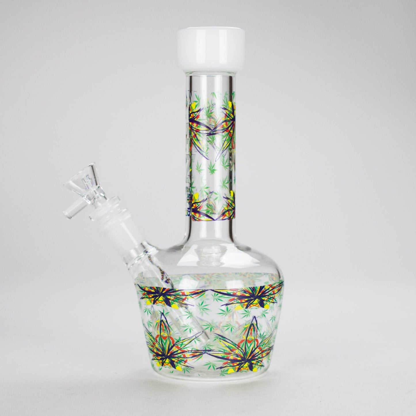 Haze | 9″ Leaves Dome Beaker Glass Bong – White (Mini-O)