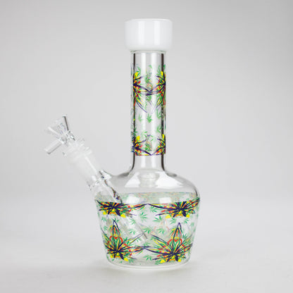 Haze | 9″ Leaves Dome Beaker Glass Bong – White (Mini-O)