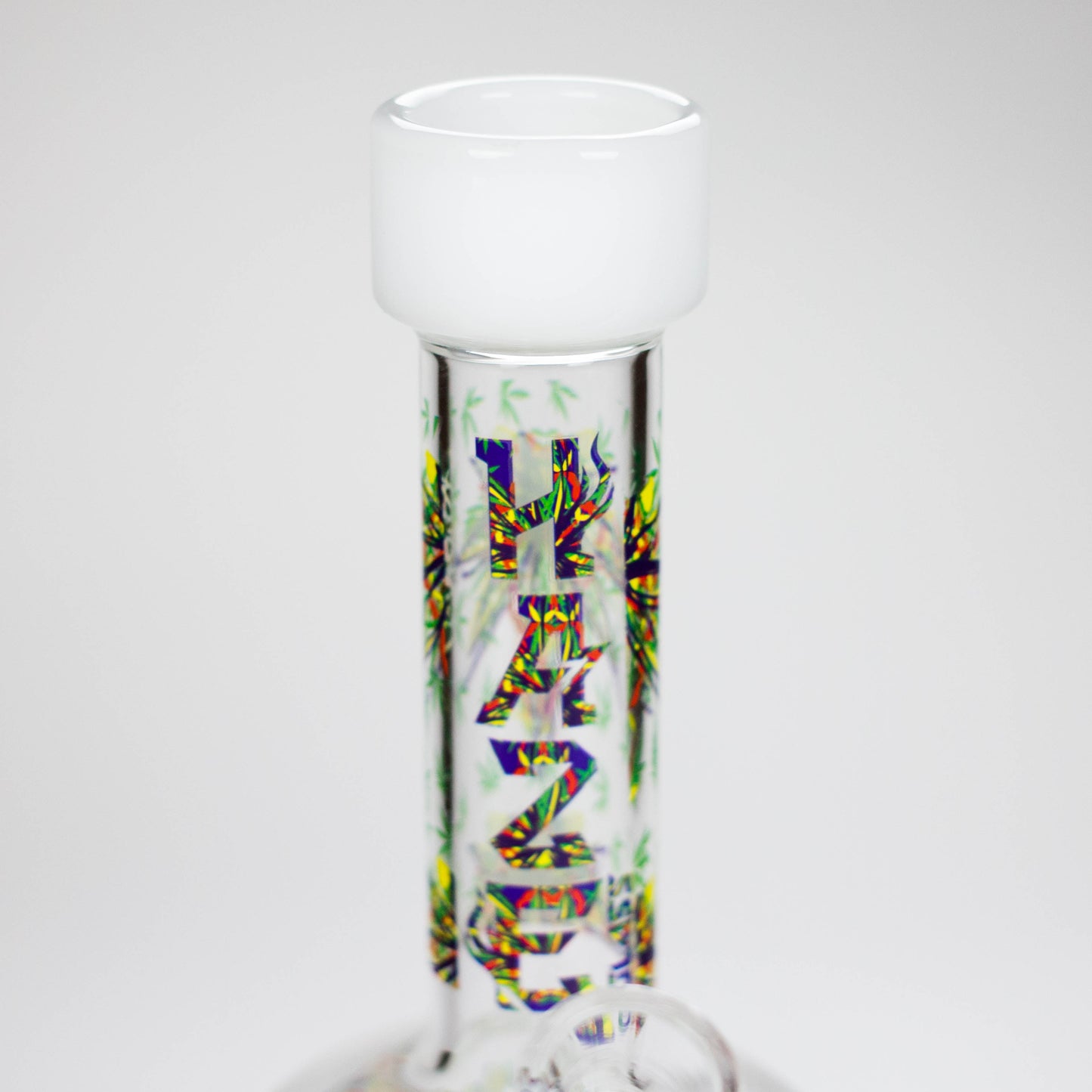 Haze | 9″ Leaves Dome Beaker Glass Bong – White (Mini-O)