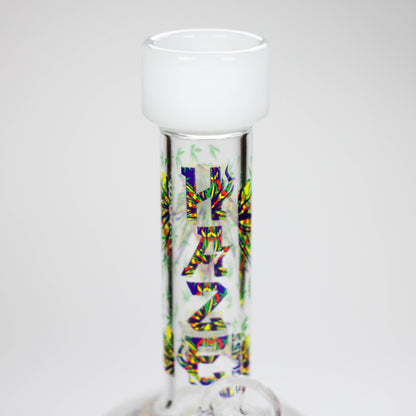 Haze | 9″ Leaves Dome Beaker Glass Bong – White (Mini-O)