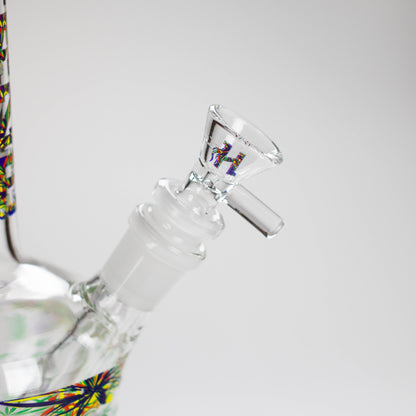 Haze | 9″ Leaves Dome Beaker Glass Bong – White (Mini-O)