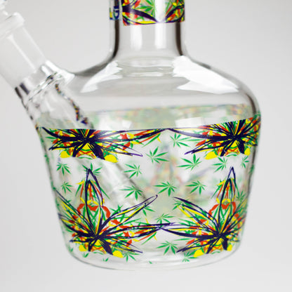 Haze | 9″ Leaves Dome Beaker Glass Bong – White (Mini-O)