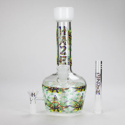 Haze | 9″ Leaves Dome Beaker Glass Bong – White (Mini-O)