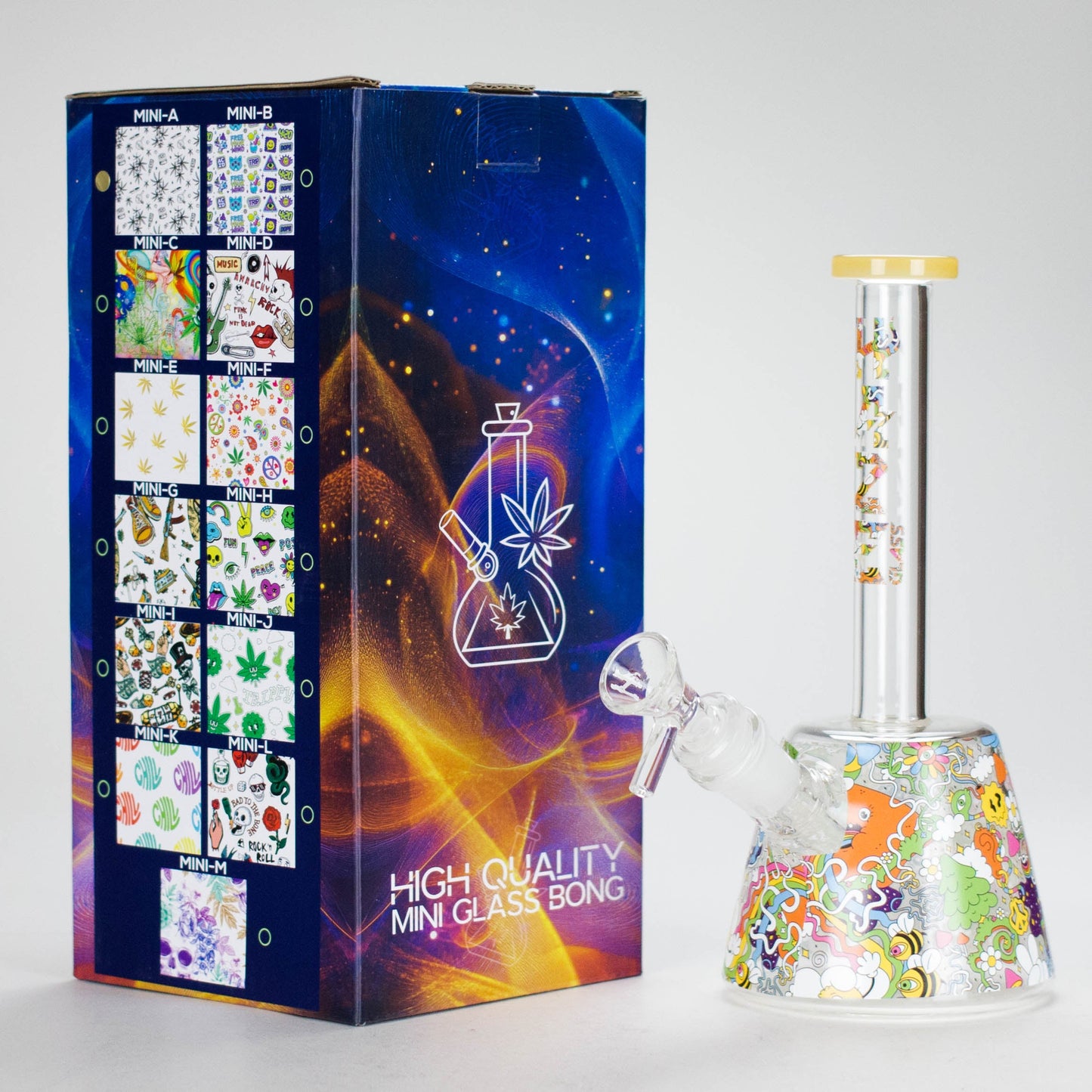 Haze | 9″ Lab Flower Beaker Glass Bong – Jade Yellow (Mini-Q)