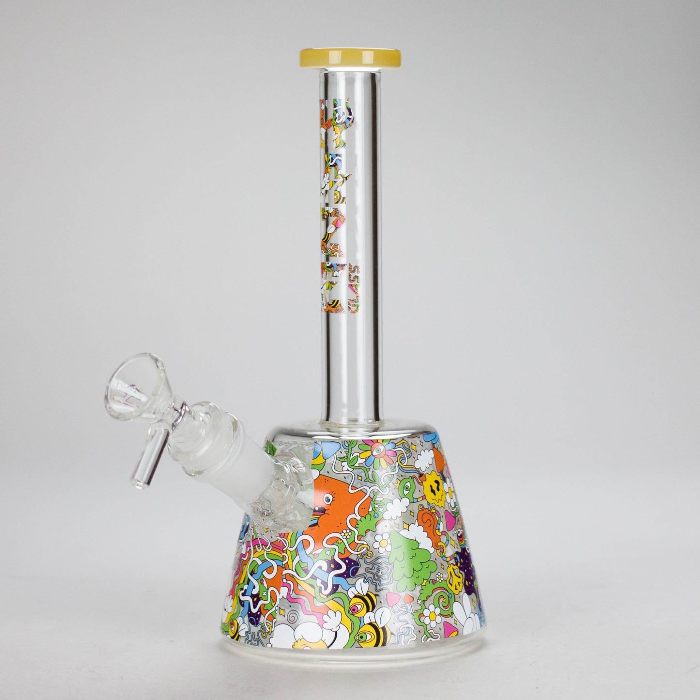 Haze | 9″ Lab Flower Beaker Glass Bong – Jade Yellow (Mini-Q)