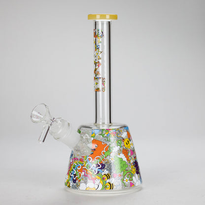 Haze | 9″ Lab Flower Beaker Glass Bong – Jade Yellow (Mini-Q)