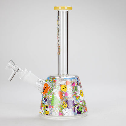 Haze | 9″ Lab Flower Beaker Glass Bong – Jade Yellow (Mini-Q)