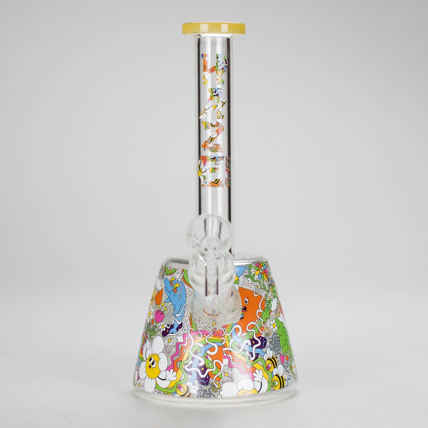 Haze | 9″ Lab Flower Beaker Glass Bong – Jade Yellow (Mini-Q)