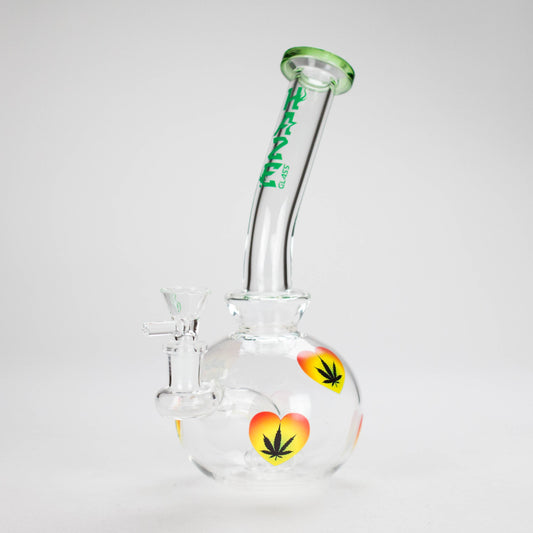 Haze | 9″ Heart Leaf Bubble Base Glass Bong – Teal (Mini-R)