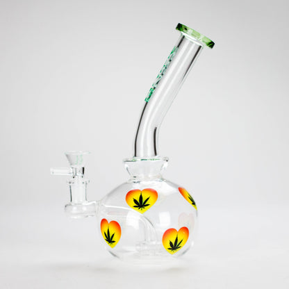 Haze | 9″ Heart Leaf Bubble Base Glass Bong – Teal (Mini-R)