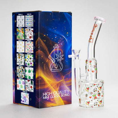 Haze | 10″ Skull & Red Roses Glass Bong – Pink (Mini-S)