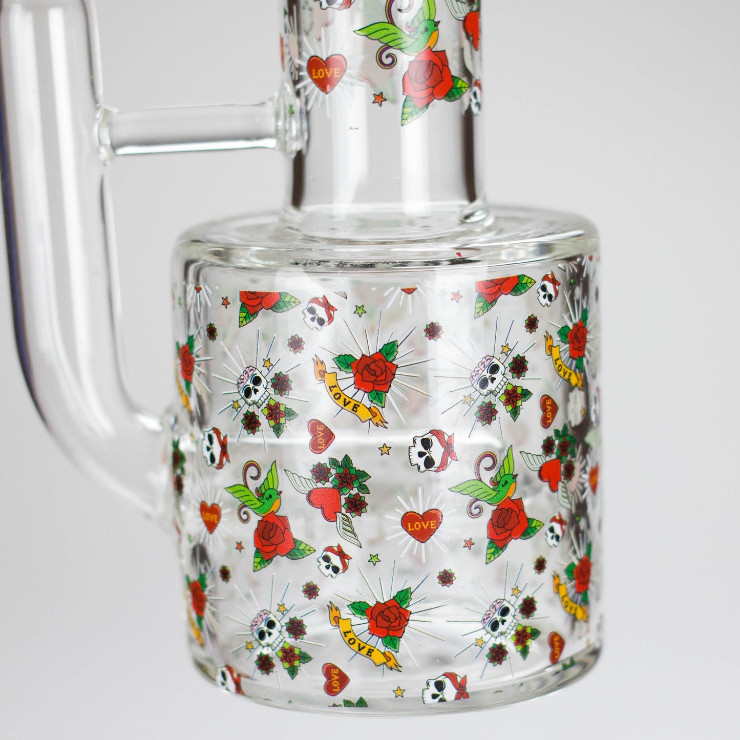 Haze | 10″ Skull & Red Roses Glass Bong – Pink (Mini-S)