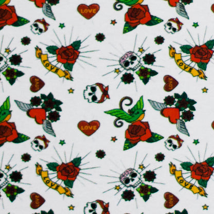 Haze | 10″ Skull & Red Roses Glass Bong – Pink (Mini-S)