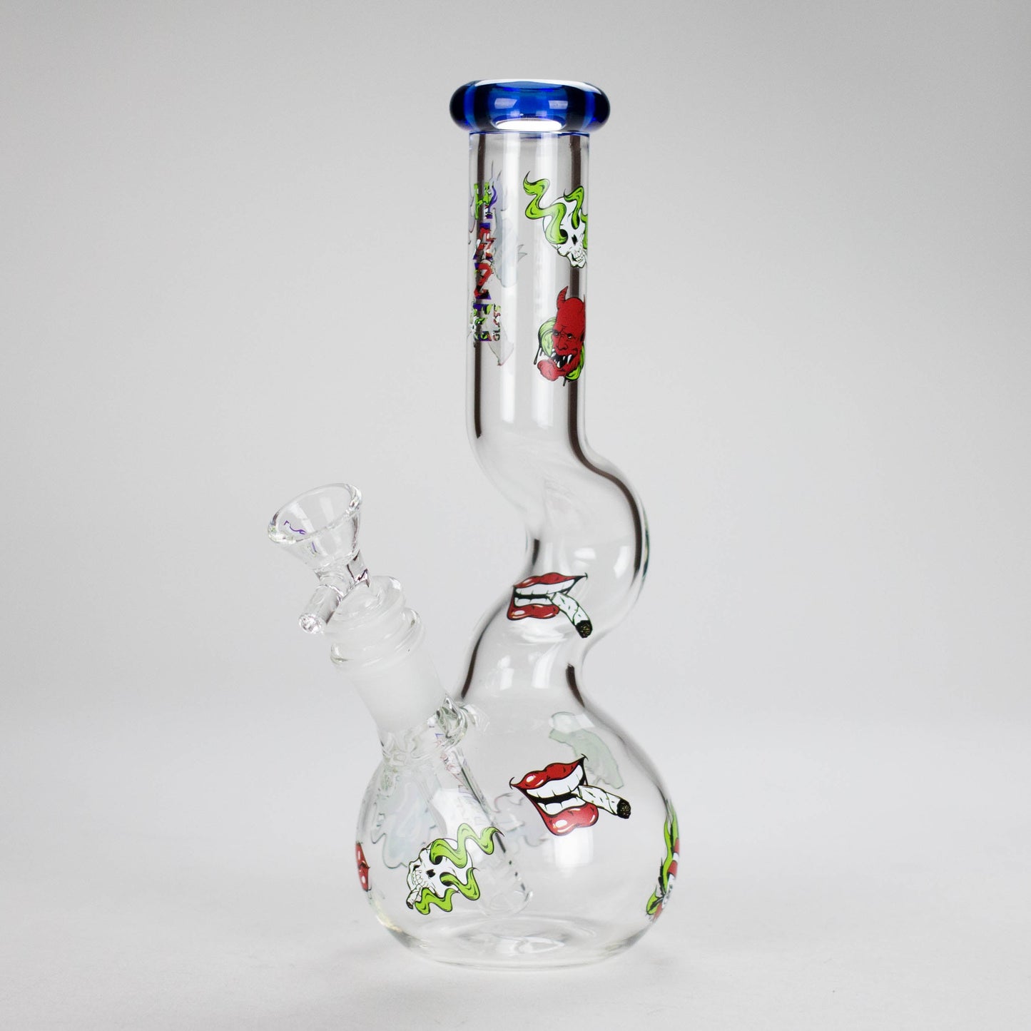 Haze | 9″ Smoking Zig-Zag Glass Bong – Blue (Mini-T)