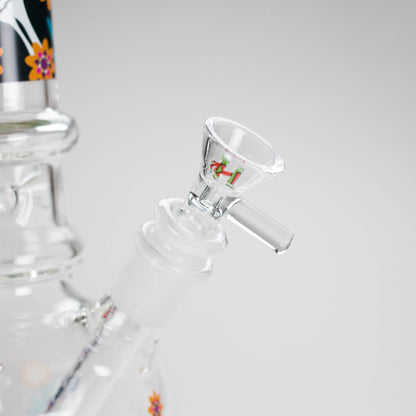 Haze | 9″ Skull Hand & Flower Bubble Base Glass Bong – Pink (Mini-V)