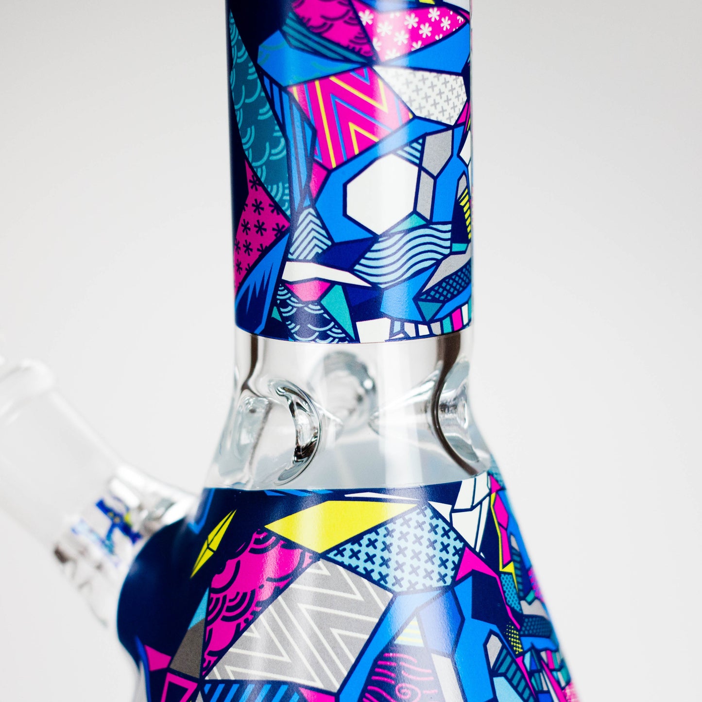 Haze | 8″ Geometric Figure Beaker Glass Bong with Color Lip – Green (Mini-X)