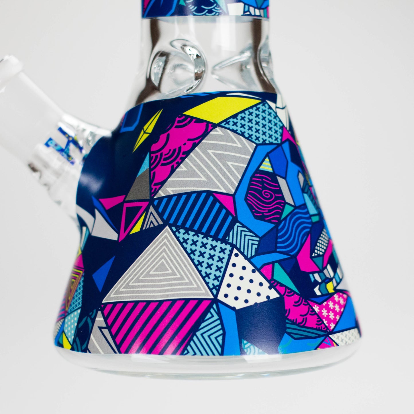 Haze | 8″ Geometric Figure Beaker Glass Bong with Color Lip – Green (Mini-X)