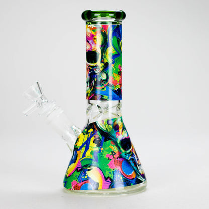 Haze | 8″ Skull Beaker Glass Bong with Color Lip – Green (Mini-Y)